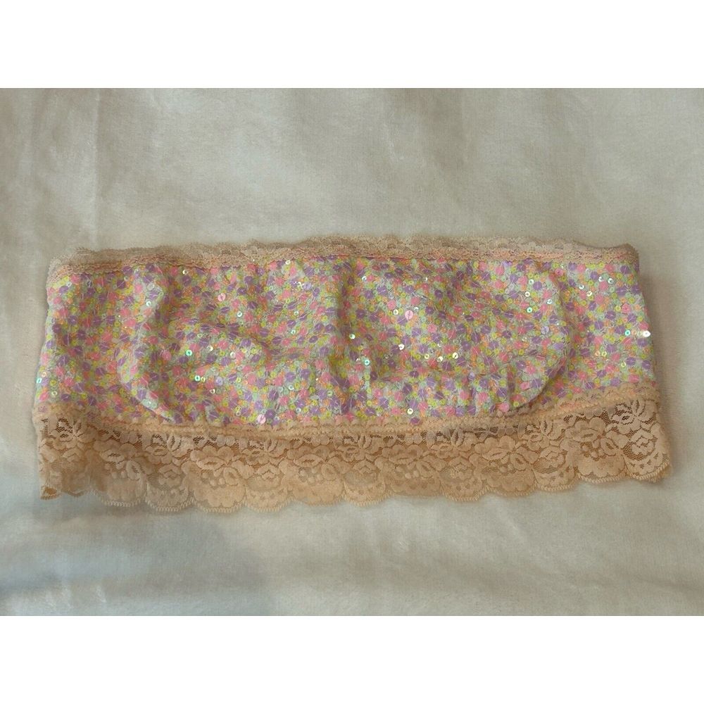 Victoria's Secret‎ PINK Bling Sequin Lace Bandeau Bra Medium M